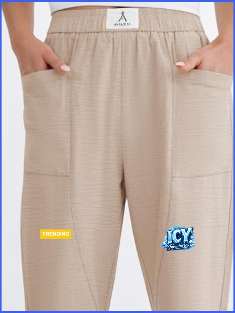 Casual Lounge Pants with Pockets High Waisted Elastic Waist Straight Leg - Picture 5 of 7